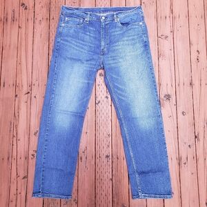 Levi's Dark Blue 505 Jeans With Distress and Material Lightning- W38 L30